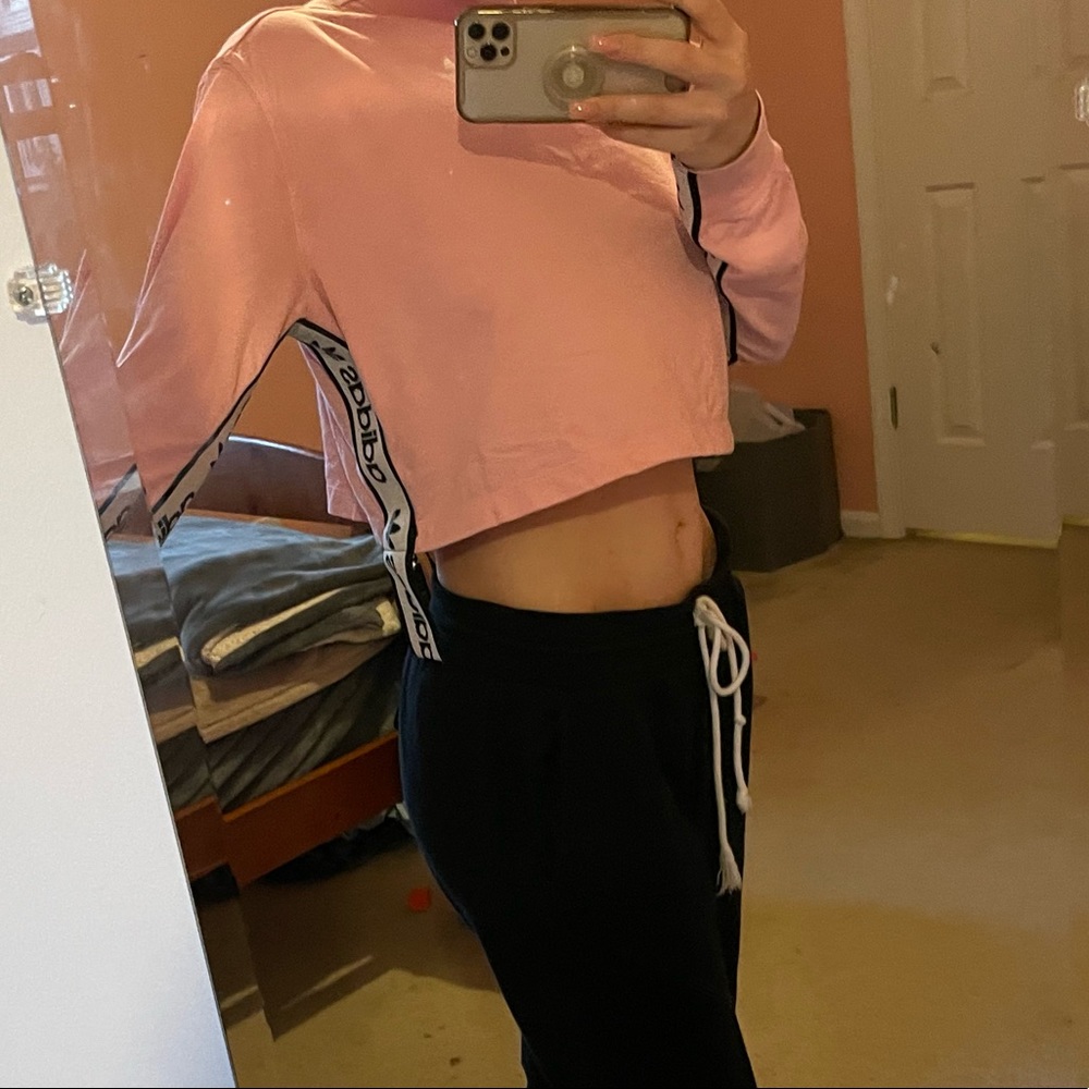 Pink Adidas cropped workout top